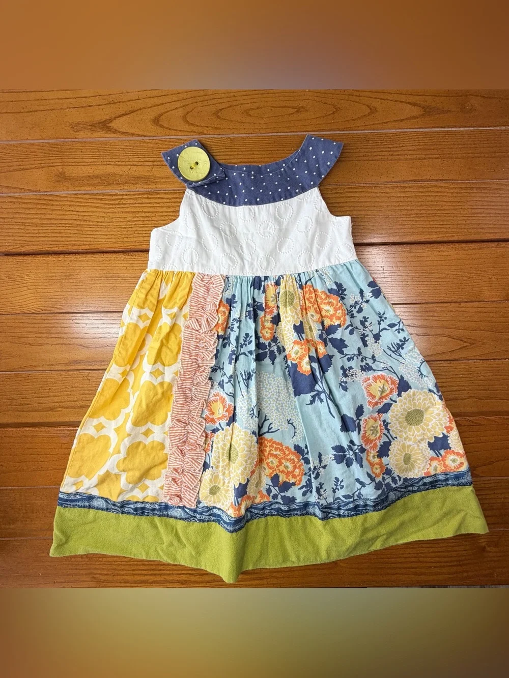 Persnickety Clothing Girls Size 6 Patchwork Twirl Dress Boho Floral- 6Y